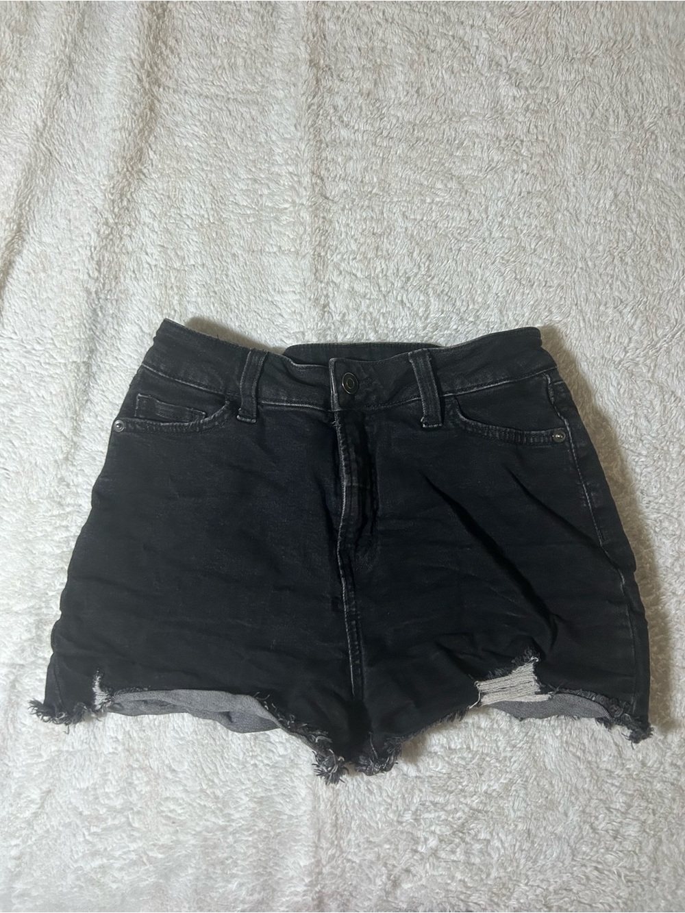 George Black High-Rise Distressed Denim Shorts